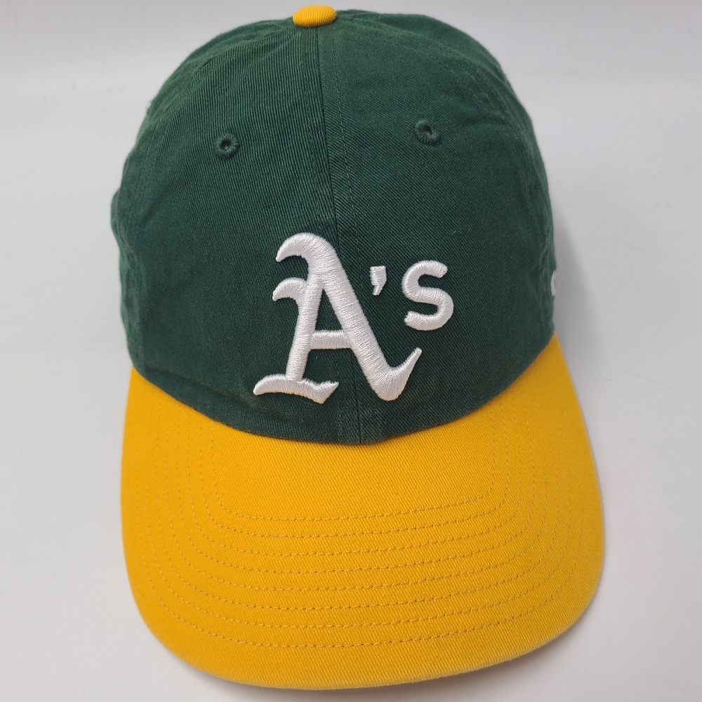 Oakland Athletics Hat Strapback 47 Brand Clean Up Green Yellow MLB Logo A's Men